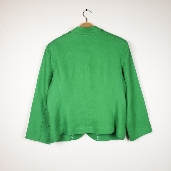 Olivia Moon • 100% Linen Bright Green Blazer - Picture 6 of 8